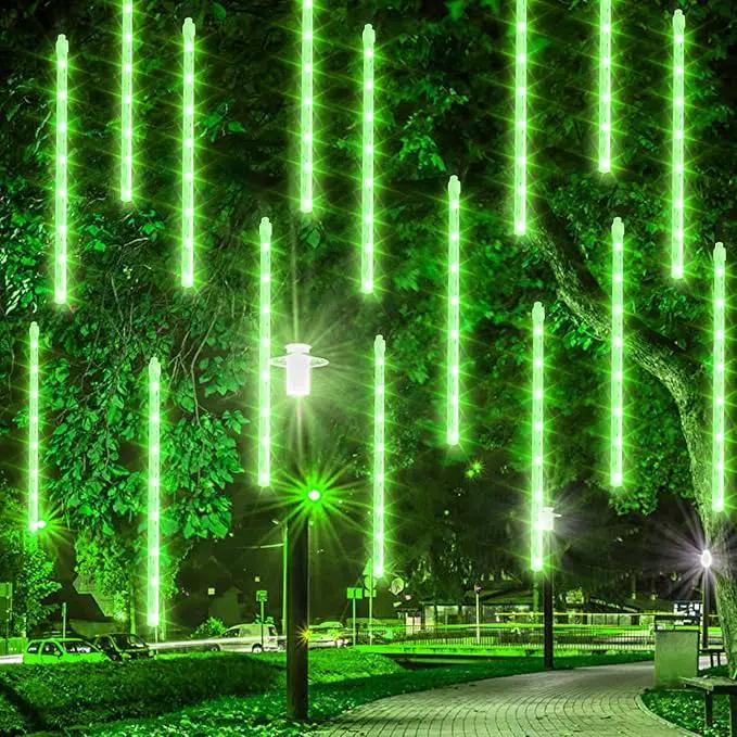 Dazzle Bright 288 LED Christmas Light, 11.8 Inch Meteor Shower Rain Lights with 8 Tubes, Waterproof Plug in Falling Rain Lights Christmas Decorations for Xmas Bushes Tree Yard Party (Green) by GreenHaven Gardens