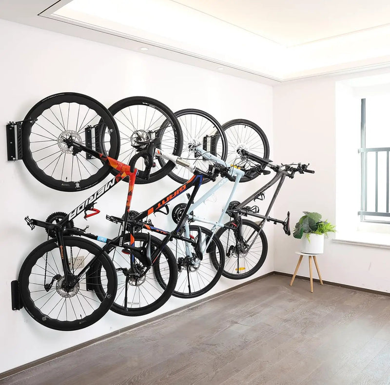 Bike Wall Mount Vertical, Swivel Bike Hangers For Garage, Bike Rack Garage Wall, Bicycle Hooks, Garden Indoor Outdoor Storage, All Metal (4Pack) by GreenHaven Gardens