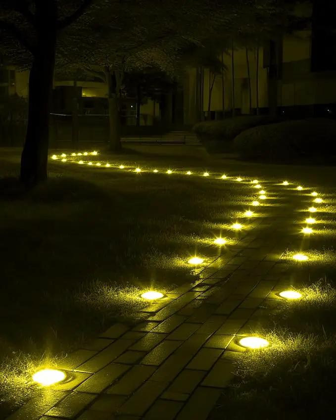 Biling Solar Ground Lights Outdoor 8 Packs, Bright 12 LEDs Solar Lights Outdoor Waterproof, Flat Landscape Lights Solar Powered for Yard Walkway Garden Driveway (Warm White) by GreenHaven Gardens