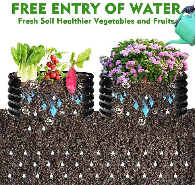 17" Tall Round Outdoor Garden Raised Garden Bed Kits- 0.8MM Thick Metal Raised Planter Bed/Ground Planter Box for Variety of Flowers,Herbs,Vegetables (Black, 32 inches Diameter) by GreenHaven Gardens