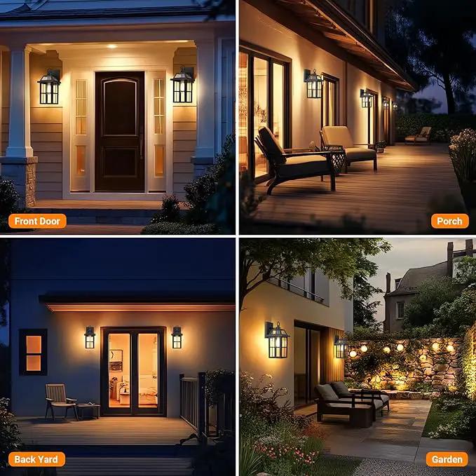 WIHTU Outdoor Wall Lantern, Waterproof Wall Sconce Light Fixtures, Porch Lights with Glass Shade, Exterior Light Fixtures, Aluminum Mount Lanterns, Anti-Rust Front Door Mount Lighting, 2 Pack by GreenHaven Gardens