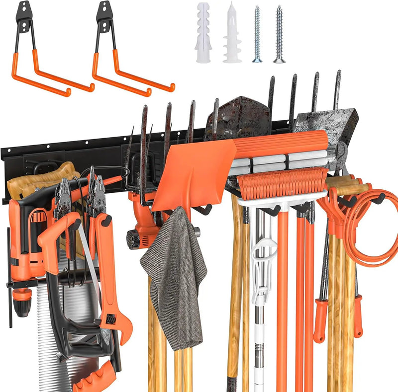Garage Storage, Ultimate Wall-Mounted Garage Organizer for Men 32Inch, Heavy Duty 330lbs Tool Rack with Adjustable Metal Hooks Yard, Shed & Workshop Storage for Tools, Bikes, Snowboards Gift by GreenHaven Gardens