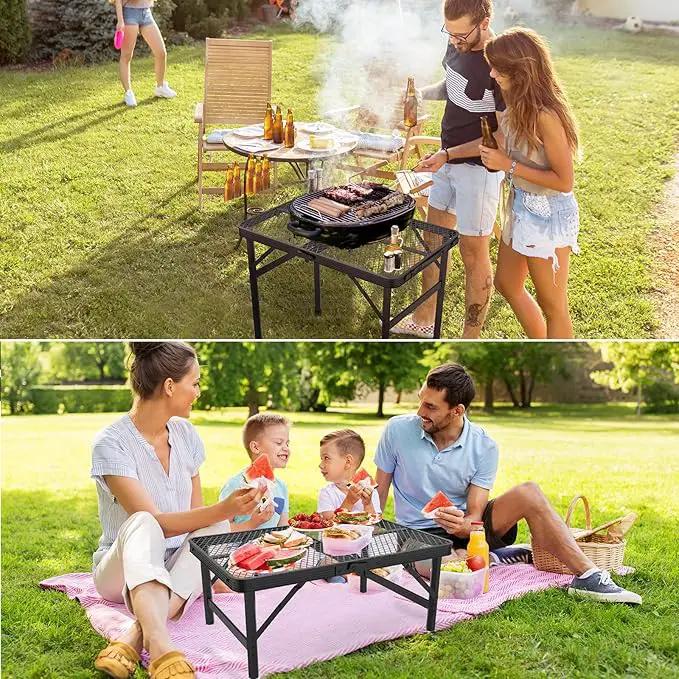 Folding Table, 2x1.3 FT Camping Table with Mesh Desktop,Folding Grill Table with Mesh Bag,Portable Outdoor for Picnic,Camping,BBQ,Beach(Black) by GreenHaven Gardens