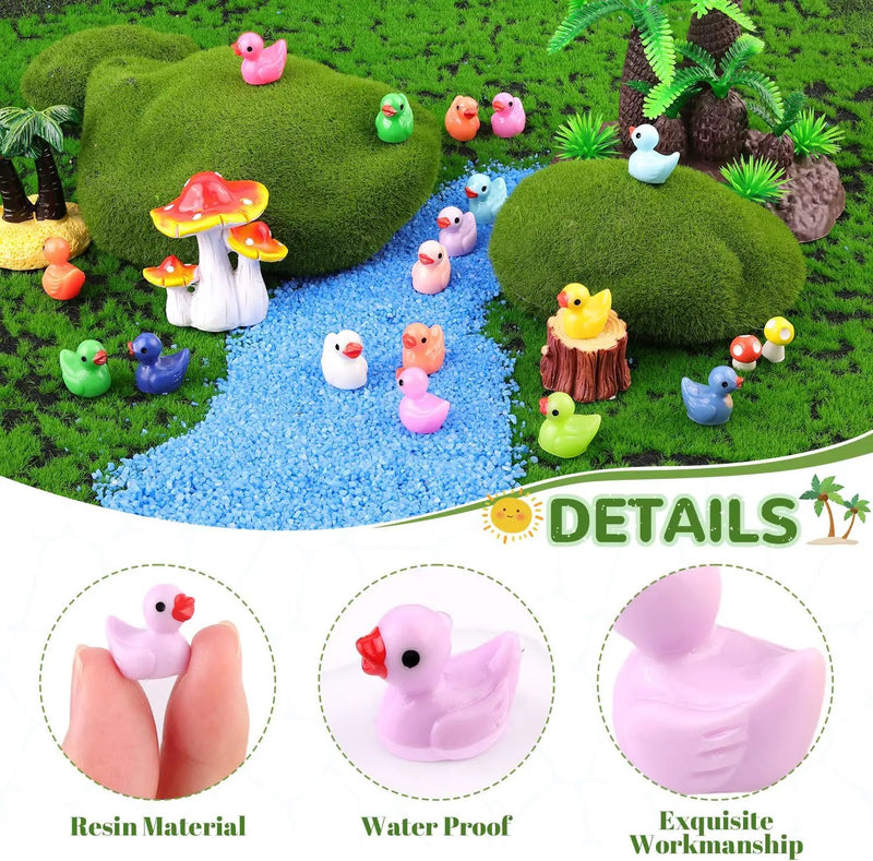 200PCS Mini Resin Animals Cute Tiny Ducks,Miniature Duck Figures to Hide,Little Animal Toys Small Figurines Bulk for Topper Desk Garden Dollhouse Landscape Aquarium Ornaments DIY Crafts & Decor by GreenHaven Gardens