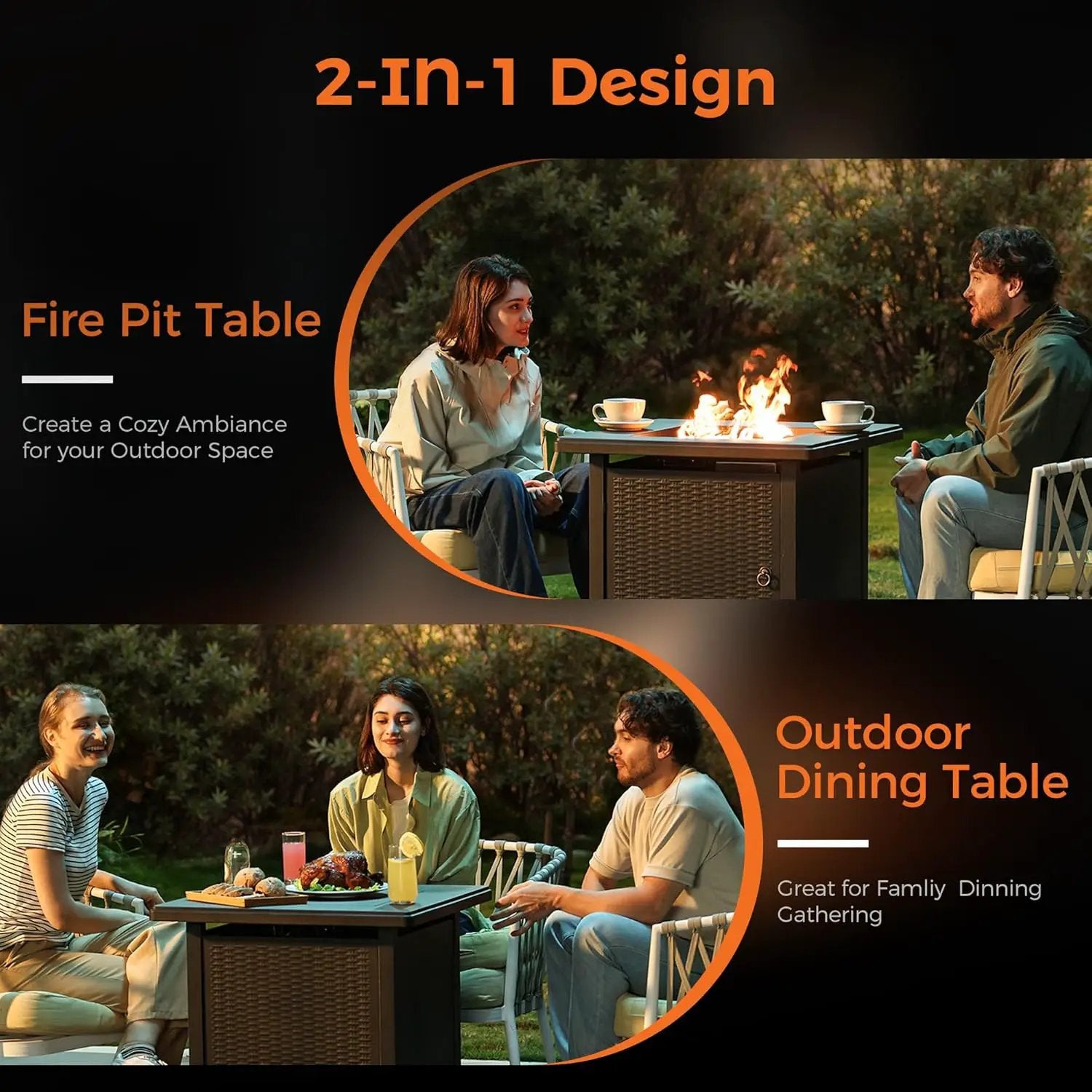 BALI OUTDOORS 50000 BTU Propane Fire Pit with Lid, 28 inch Fire Pit Table Outdoor, Black Firepits for Outside Backyard, Patio by GreenHaven Gardens