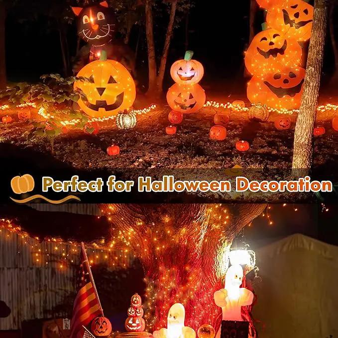 Twinkle Star 4 Pack Outdoor Solar String Lights, Total 160FT 480 LED Solar Powered Christmas Decorative Fairy Lights with 8 Modes, Waterproof Light for Xmas Patio Yard Wedding Party, Orange by GreenHaven Gardens