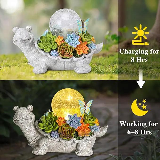 Afirst Solar Garden Turtle Statues with Succulent Outdoor Resin Figurine Solar Lights Decorations,Tortoise Statue for Lawn, Patio, Balcony, Yard Ornament by GreenHaven Gardens