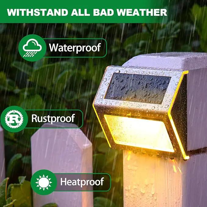 JSOT 12 Pack Solar Lights Outdoor Waterproof for Stairs Decor, Solar Deck Lights Stainless Steel Step Fence Patio Post Wall Lamp for Garden Pathway Walkway LED Lamp Light [Warm Light] by GreenHaven Gardens