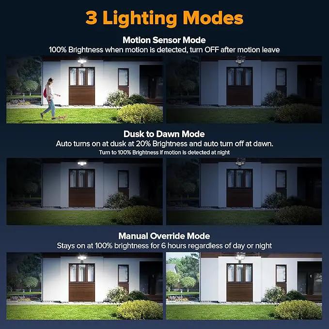 LUTEC 80W 9000LM LED Security Light Motion Sensor Outdoor Lights, 4 Head LED Flood Lights Outdoor 5000K Daylight, IP65 Waterproof, Motion Detected Lights for Outside, House, Garage, Yard (Black) by GreenHaven Gardens