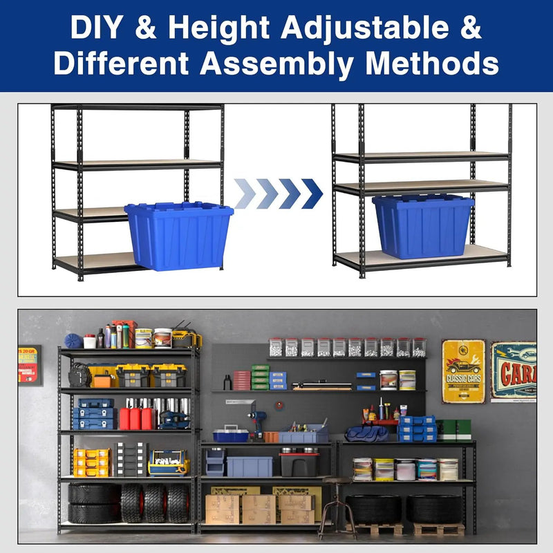 WORKPRO 5-Tier Metal Garage Shelving, 48”W x 24”D x 72”H, Adjustable Storage Rack, Heavy Duty Shelf with Particle Board, 2500 lbs Load Capacity (Total) for Garage, Basement, Warehouse, Kitchen by GreenHaven Gardens
