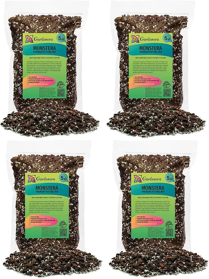 Premium Monstera Potting Soil - 20 Quart - Quick Drain Potting Soil for Growing and Repotting Monstera Deliciosa/Swiss Cheese Plant (4 Bags of 5 Quart) by GreenHaven Gardens