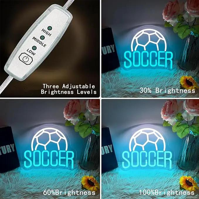 Soccer Neon Sign Dimmable LED Neon Signs for Wall Decor, Football Neon Light Sign for Bedroom Man Cave Gaming Room Party College Club Decor Sports Soccer Players Lover Gifts by GreenHaven Gardens