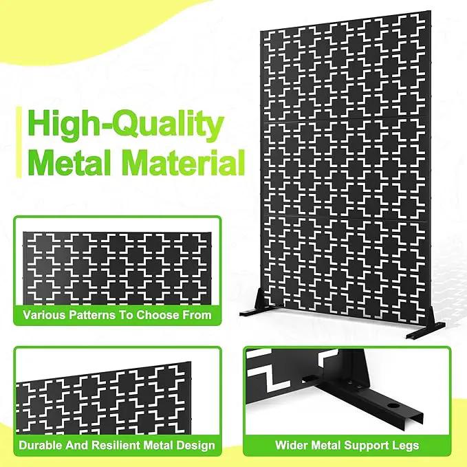 Outdoor Privacy Screen,72" H×47" W Metal Privacy Screen, Freestanding Privacy Fence Panels for Patio by GreenHaven Gardens