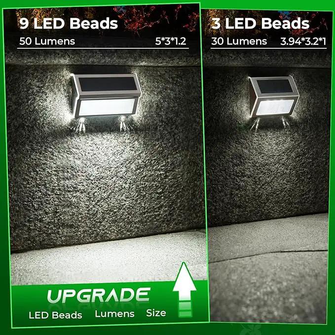 JSOT Solar Step Deck Lights for Outside Decorative - 10Pack Solar Stairs Lights Outdoor Waterproof for Yard Garden Landscape Pool Fence Step Wall 9 LED Beads Lighting by GreenHaven Gardens