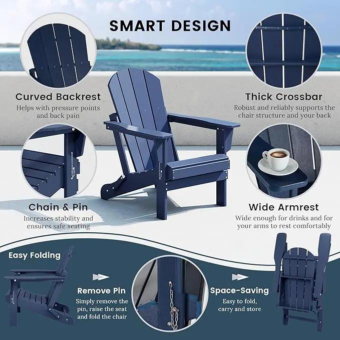 Westin Outdoors Laguna WO Home Outdoor Adirondack Folding Chair Lounger Seat Traditional Retro Home Furniture for Beach, Balcony, Backyard, Lawn, Patio, Pool, Deck, Garden (Navy Blue) by GreenHaven Gardens
