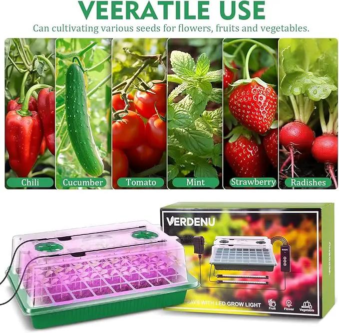Verdenu Seed Starter Tray with Grow Light, 2 Pack 80 Cells Seed Starter Kit with Humidity Dome, Adjustable Brightness Seed Tray with Smart Timer, 3 Modes, 4 Timing, Seed Germination Kit for Indoor by GreenHaven Gardens