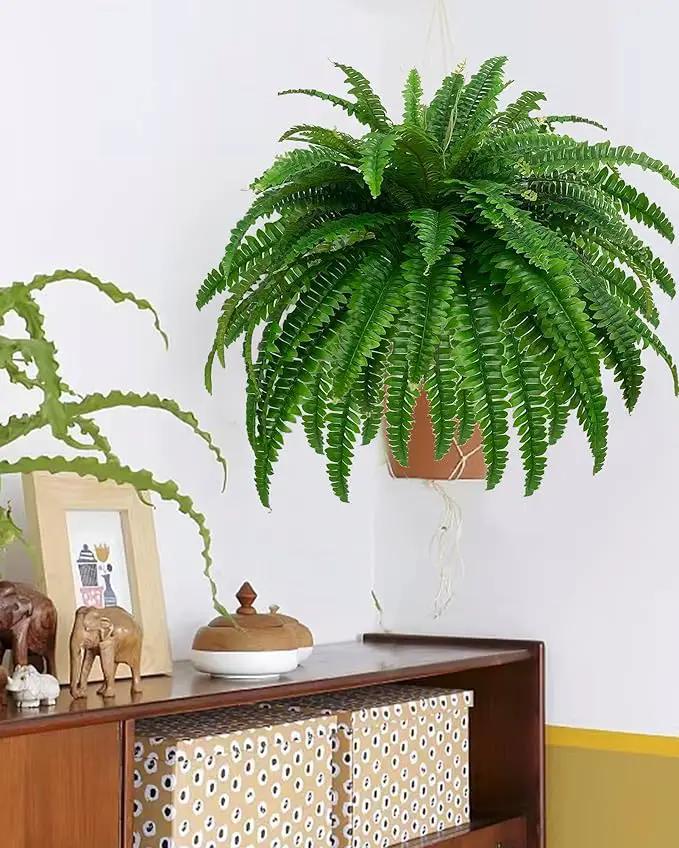 GYERB Large Fake Boston Ferns, 88 Branches Artificial Ferns, Faux Fern Plants for Home, Office, Garden Indoor Outdoor Decoration(48 inch,1pack) by GreenHaven Gardens