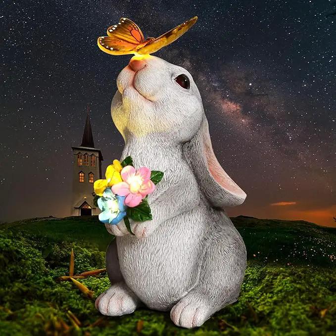 SIX FOXES Solar Garden Rabbit Statues Light - Easter Bunny Decor for Garden, Lawn, Patio, Balcony, Yard Ornament, Gifts for Kids, Women, Mom by GreenHaven Gardens