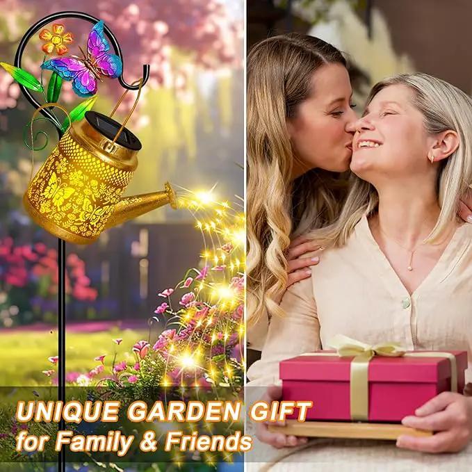 Solar Watering Can Lights Outdoor Garden Decor, Large Butterfly Hanging Lantern with Shepherd Hook, Waterproof Garden Lights for Outdoor Landscape Pathway Yard, Gift for Mom Grandma by GreenHaven Gardens