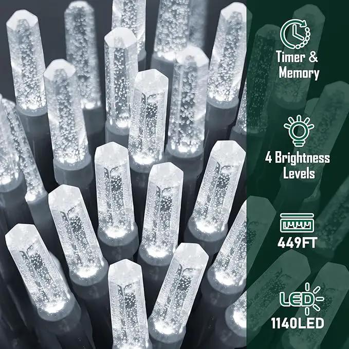 Heceltt 1140 LED 449 FT String Lights Outdoor, 8 Modes White Christmas Lights Plug in, IP44 Waterproof Led String Lights with Timer and Memory for Xmas Tree Yard Party Garden Decorations by GreenHaven Gardens