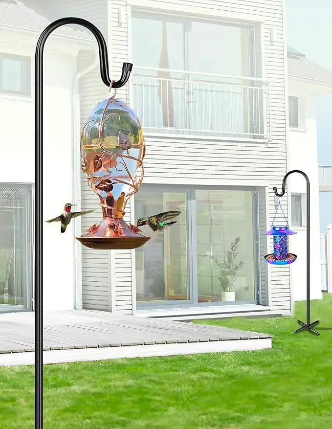 XDW-GIFTS Bird Feeder Pole for Outdoor, 4-Pack 45 Inch Shepherds Hooks Heavy Duty Garden Pole for Hanging Plant Basket, Solar Light Lanterns, Garden Plant Hanger Stands with 5 Base Prongs by GreenHaven Gardens
