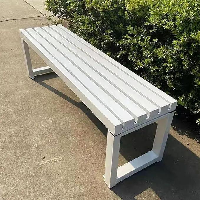 Weatherproof Metal Dining Bench, Outdoor Bench Backless Patio Bench 2-Person Farmhouse Bench Garden Bench for Kitchen, Living Room, Entryway(White,47in) by GreenHaven Gardens