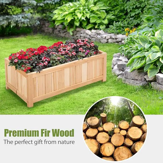 COSTWAY Wooden Planter Garden Bed, Folding Planter Box with Drainage Holes for Vegetables, Herbs, Fruits & Flowers, Outdoor Indoor Raised Planting Bed for Patio, Backyard, Lawn, 27.5"L x 12"W x 10"H by GreenHaven Gardens