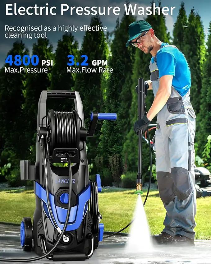 Pressure Washer, Power Washer with 6 Quick Connect Nozzles, Inlet Hose & Filter&Foam Cannon for Cars/Fences/Driveways/Patios/Home Cleaning (Blue) by GreenHaven Gardens