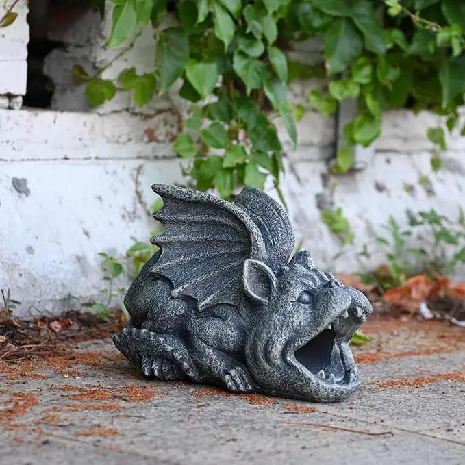 OwMell Gargoyle Gutter Guardian Downspout Statue, Garden Decorative Downspout Extension Statue Figurine, Gutter Guards for 3" x 4" Rain Downspout Splash Block, Downspout Extender Diverter by GreenHaven Gardens