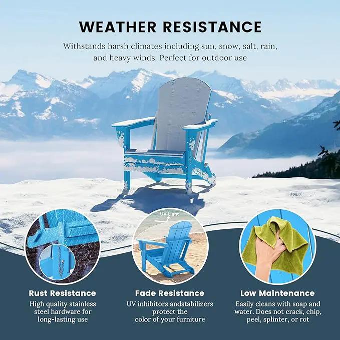 Westin Outdoors Laguna WO Home Furniture Adirondack Chair 4 PC Set Classic Outdoor Patio Folding Chair for Bon Fire Pit Lawn Backyard Beach Plastic Weather-Resistant (Pacific Blue) by GreenHaven Gardens