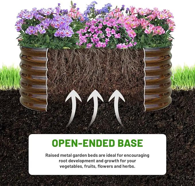SnugNiture Galvanized Steel Raised Garden Bed, 4x2x2 ft, Outdoor Oval Deep Root Planter Box for Growing Vegetables, Flowers and Fruits by GreenHaven Gardens