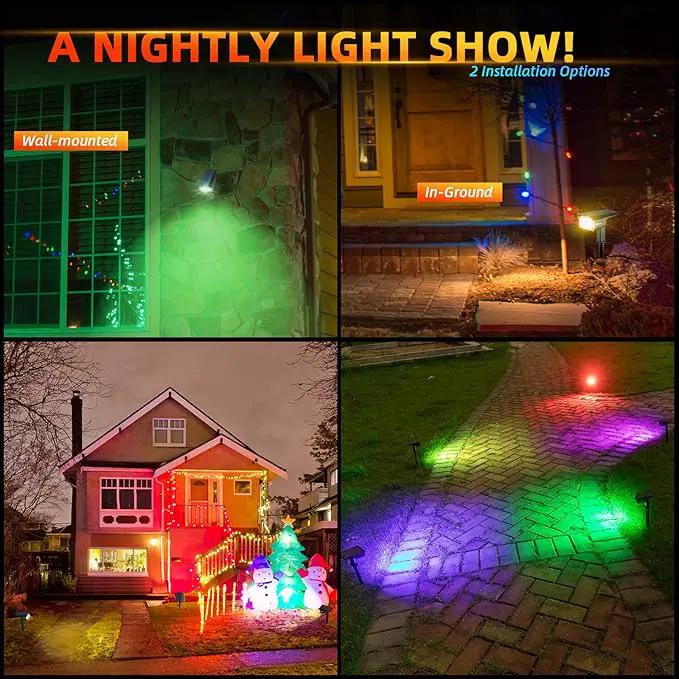 Solar Spotlights Outdoor,40 LEDs Color Changing RGB Landscape Path Lights,USB & Powered Multicoloured Spotlights,14 Colors Auto Cycling for Yard,Garden,2 Pack by GreenHaven Gardens