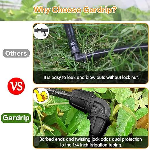 Upgraded 1/4" Drip Irrigation Elbow Fittings：24 Pieces Leak Free Lock Barbed 90 Degree Elbow Connectors for1/4 Inch Irrigation Tubing Quick Connect Parts for Garden Landscape System by GreenHaven Gardens