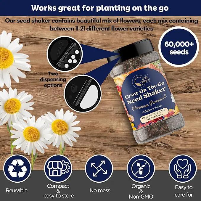 Wildflower Seed s – Perennial Flower Seeds Mix to Plant Anywhere, by Geva Grow | 12-Type Beautiful Perennial Wildflower Seeds Bulk 90,000+ Seeds, 2 Ounce, No Messy Packets by GreenHaven Gardens