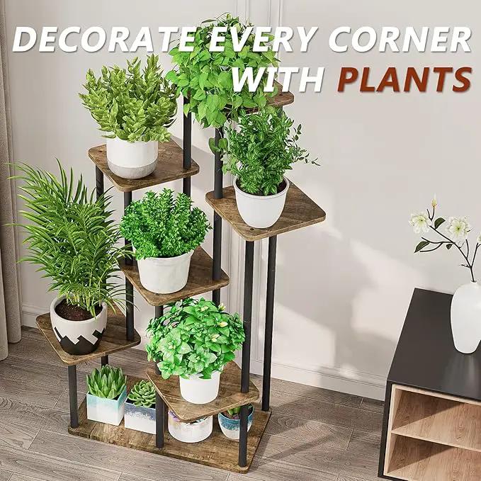 AZERPIAN Plant Stand 7 Tier Indoor Metal Flower Shelf for Multiple Plants Corner Tall Flower Holders for Patio Garden Living Room Balcony Bedroom, Black (7 Tier-Black) by GreenHaven Gardens