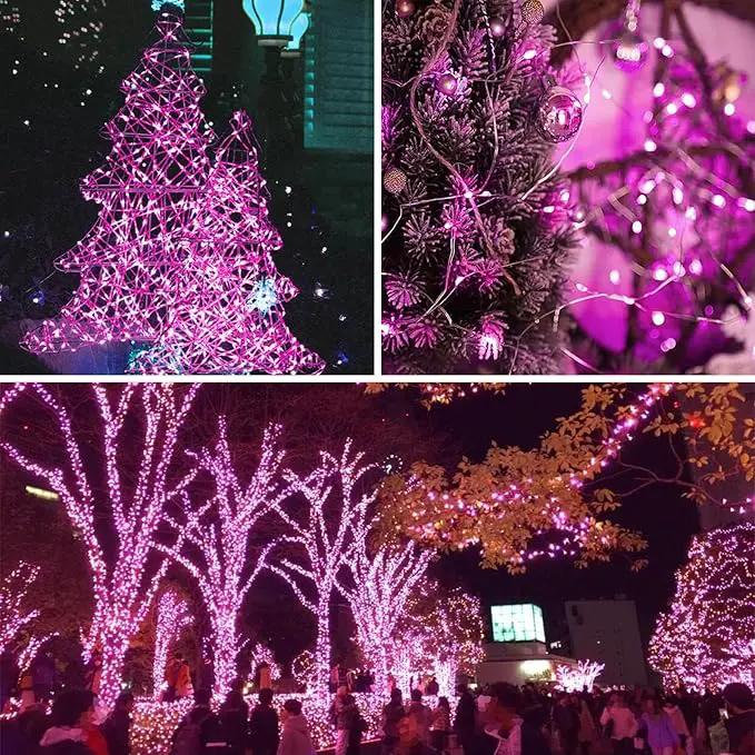 Solar String Lights Outdoor, 2-Pack Total 80FT 200 LED Solar Christmas Twinkle Lights Outside Waterproof Copper Wire 8 Modes Solar Fairy Lights for Garden Tree Party Birthday Christmas Decor (Pink) by GreenHaven Gardens
