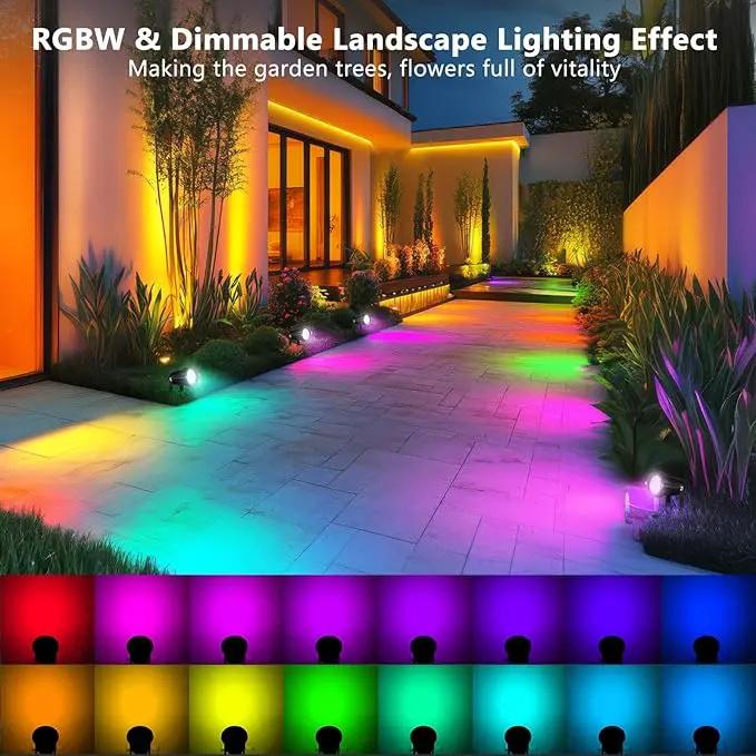 OurLeeme Lawn Flood Light Stake, 2-in-1 Waterproof Outdoor Remote controlle Landscape Lighting Spotlight Wall Light for Yard Garden Driveway Pathway Pool(2 Pack) by GreenHaven Gardens