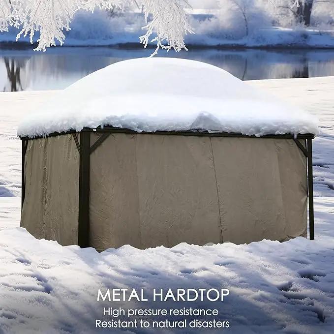Kozyard Alexander 12' X 18' Hardtop Permanent Aluminum Metal Gazebo with Galvanized Steel Double Roof Canopy, Curtain and Netting, Gazebo Pavilion for Patio, Backyard, Deck, Lawn (Brown) by GreenHaven Gardens