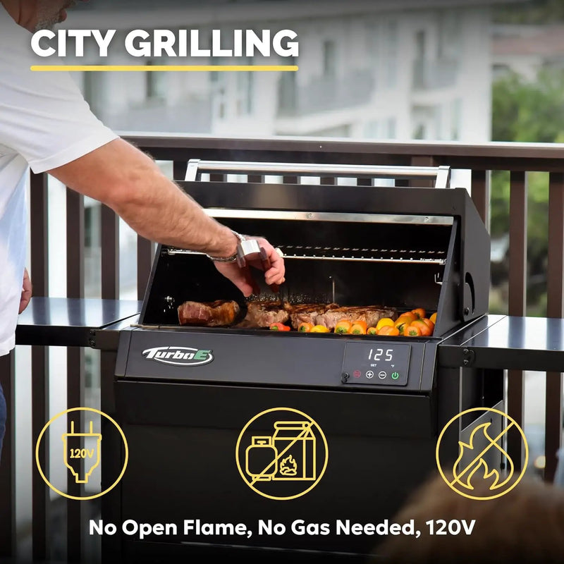 Turbo E Outdoor Electric Grill by PLUGNGRILL - High-Power 1700W Infrared Grill Technology - 24-Inch Smart BBQ Grill with Probe & Digital Display for Precise Cooking & Searing (Turbo E Complete Bundle) by GreenHaven Gardens