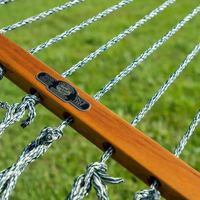Original Pawleys Island Large Green Oatmeal Heirloom Tweed DURACORD® Rope Hammock with Extension Chains & Tree Hooks, Handcrafted in The USA, 450 LB Weight Capacity, 13 ft. x 55 in. by GreenHaven Gardens