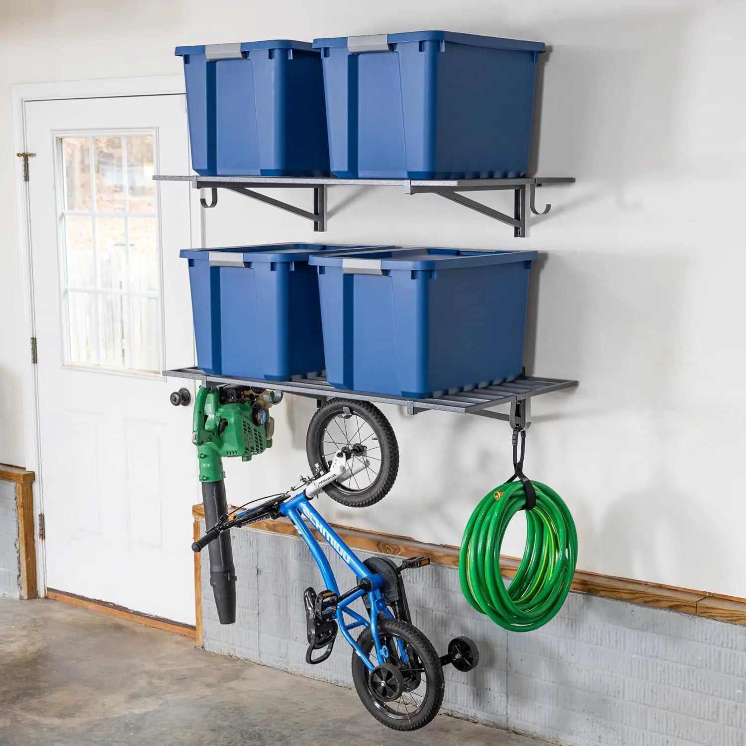 StoreYourBoard 2-Pack Heavy Duty Wall Shelves – Wall-Mounted Garage Storage Shelving and Organization for Sheds, Closets, or Utility Rooms – Holds 200 lbs, 2ft x 4ft, Hammered Gray by GreenHaven Gardens