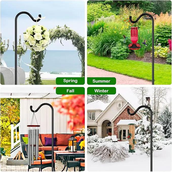 FEED GARDEN Shepards Hooks for Outdoor Bird Feeder Pole 76 Inch Adjustable Tall Heavy Duty Shepherds Hooks for Hanging Plant Baskets, Solar Lights, Wedding Decor, Lanterns, Black (2 Pack) by GreenHaven Gardens