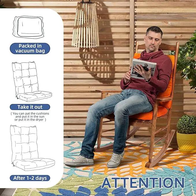 Patio Seat Cushions Set of 1, Indoor Outdoor Furniture Cushions, Tufted Rocking Chair Cushion Pad, Orange by GreenHaven Gardens