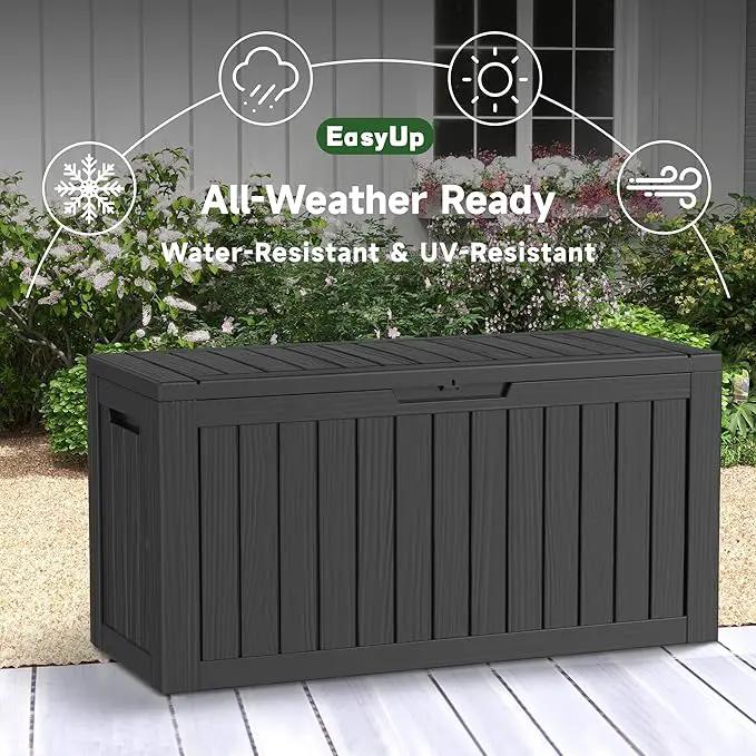 80 Gallon UV Resistant Outdoor Storage Box Waterproof, Lockable Resin Deck Box for Garden Tools, Sports Equipment and Cushions, Black by GreenHaven Gardens