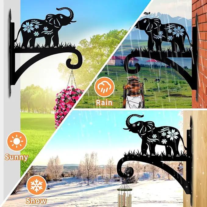 Hanging Plant Hanger Bracket, Heavy Duty Iron Wall Plant Hanger for Bird Feeder, Decorative Baby Elephant Silhouette Plant Hooks Hanging Plant Hangers Outdoor for Wind Chimes Flower Pot Lantern by GreenHaven Gardens