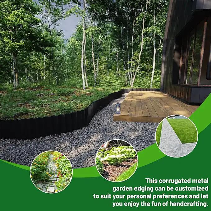 SnugNiture Corrugated Metal Garden Edging,12" x 20' Sturdy Lawn Edging Border,Landscape Edging Border for Lawn, Flower Bed,Garden and Yard(Black)