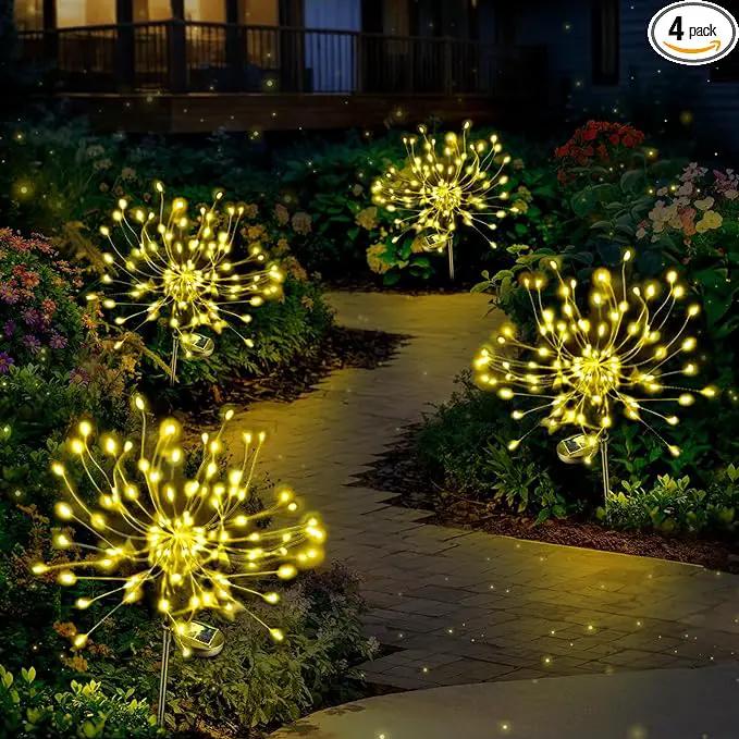 Anordsem Solar Lights Outdoor Waterproof: Garden Light Solar Powered for Yard Outside - Sparkler Fireworks Twinkle Lighting Patio Decor 4 Pack - LED Starburst Gardening Gifts for Women Gardener by GreenHaven Gardens