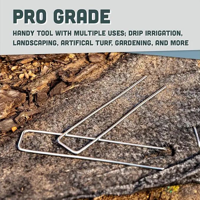 Squirrel Products U Shape Galvanized Garden Stakes Metal, 6 Inch Landscaping Staples, 11 Gauge Stakes for Landscaping Fabric Barrier Irrigation Tubing, 2.9mm 15x2.5x15cm – 500 Pack by GreenHaven Gardens
