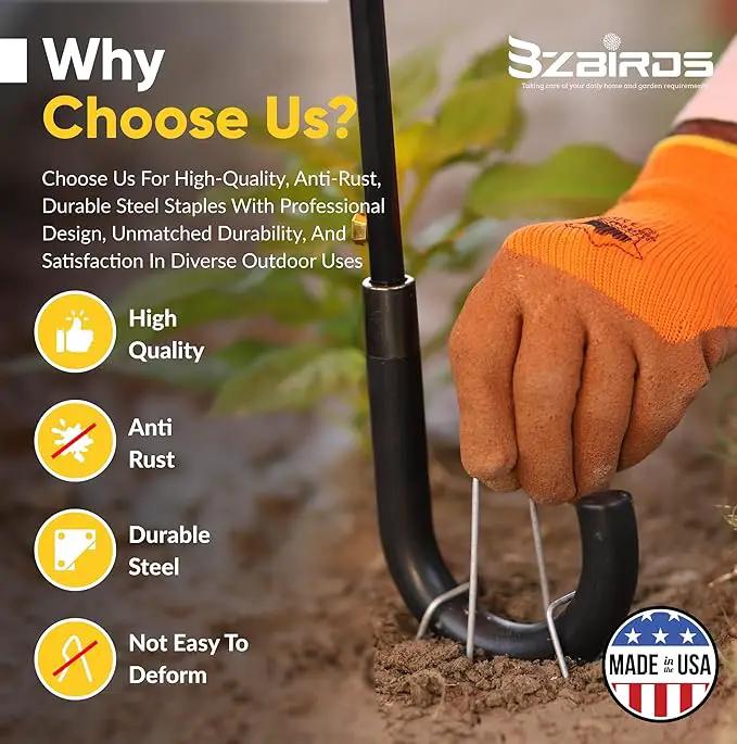 USA Made 15 Pack Landscape Staples 6 inch 11 Gauge Garden Stakes Galvanized Garden Staples | Metal Ground Stakes for Gardening| Yard Stakes for Decoration, Weed Barrier Fabric by GreenHaven Gardens