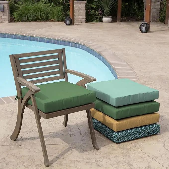 Arden Outdoor Seat Cushion, 19 x 19, Rain-Proof, Fade Resistant Bright Moss Green Leala by GreenHaven Gardens